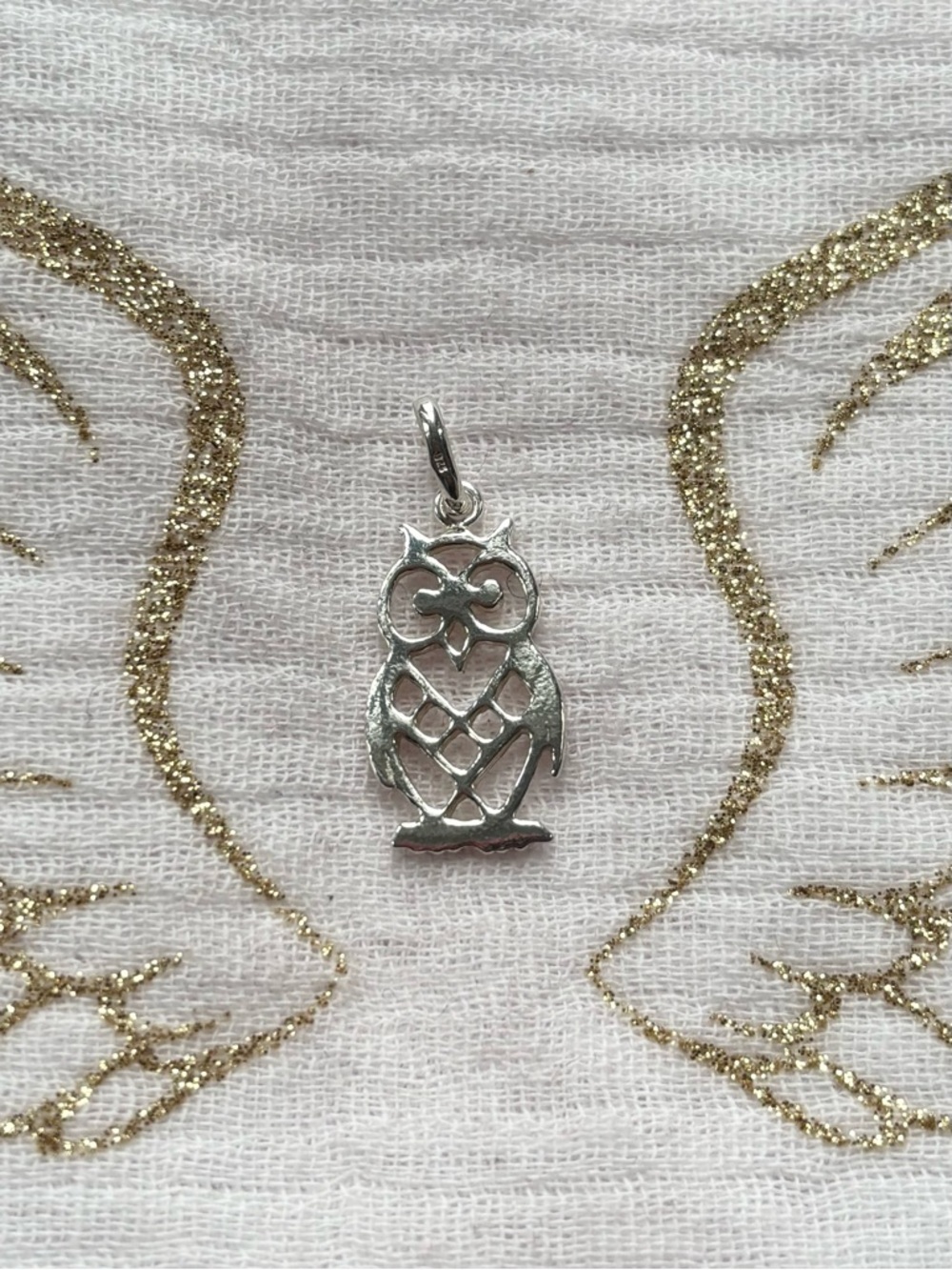 Sterling Silver Owl Pendant Necklace Charm - Silver